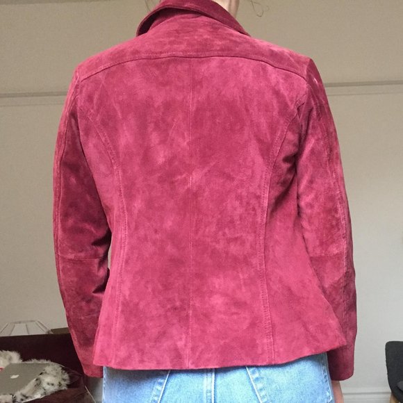 3/$50 - Liz Claiborne Burgundy Red Suede Jacket - Picture 3 of 4